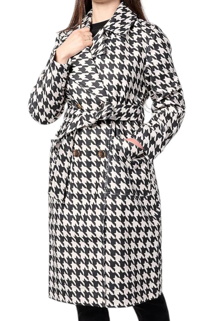 Thread Collective Women's Trench Patterned Trench Coat Houndstooth - Regular